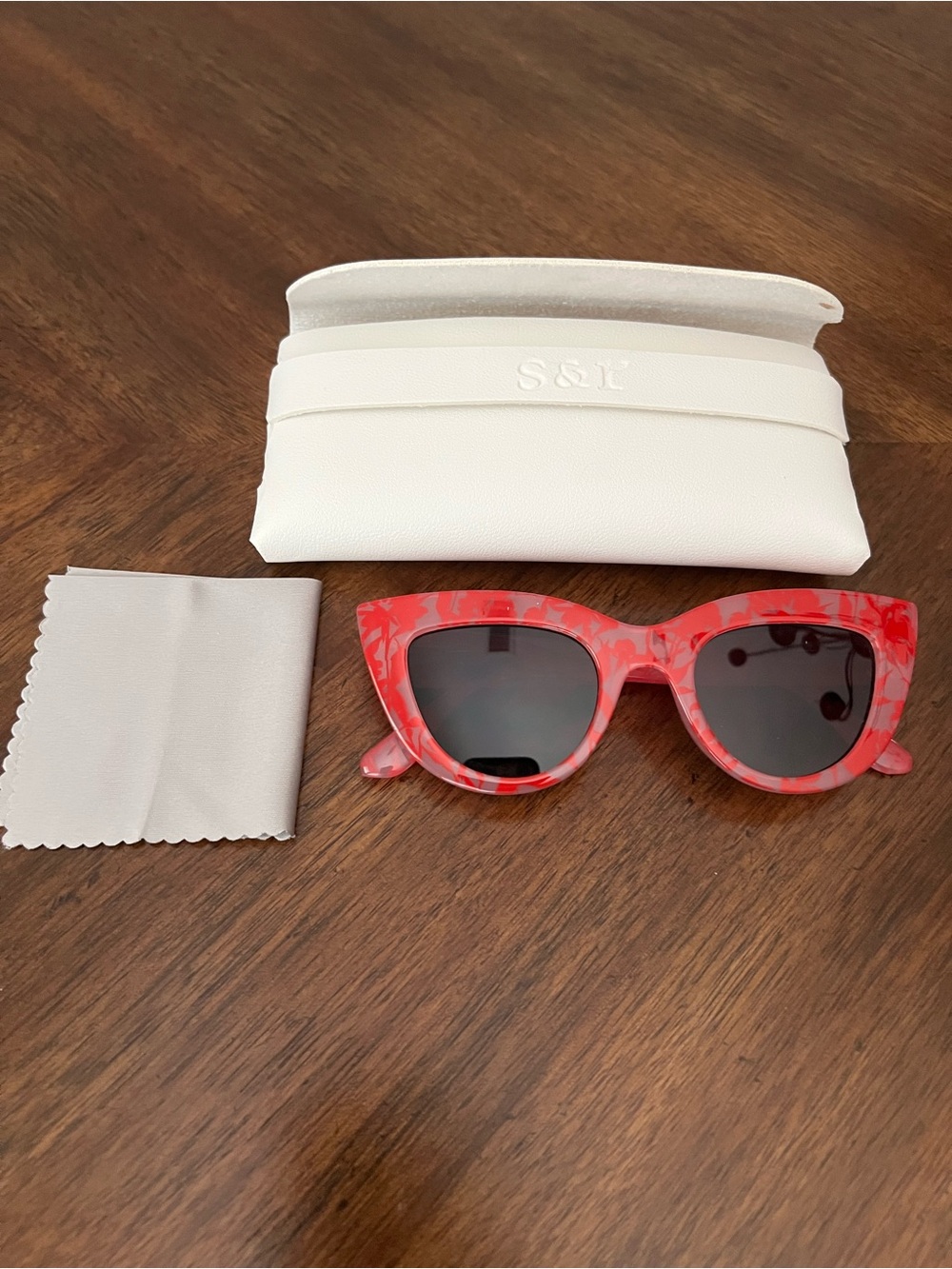Summer & Rose Pink/Red Tropical Cat Eye Sunglasses